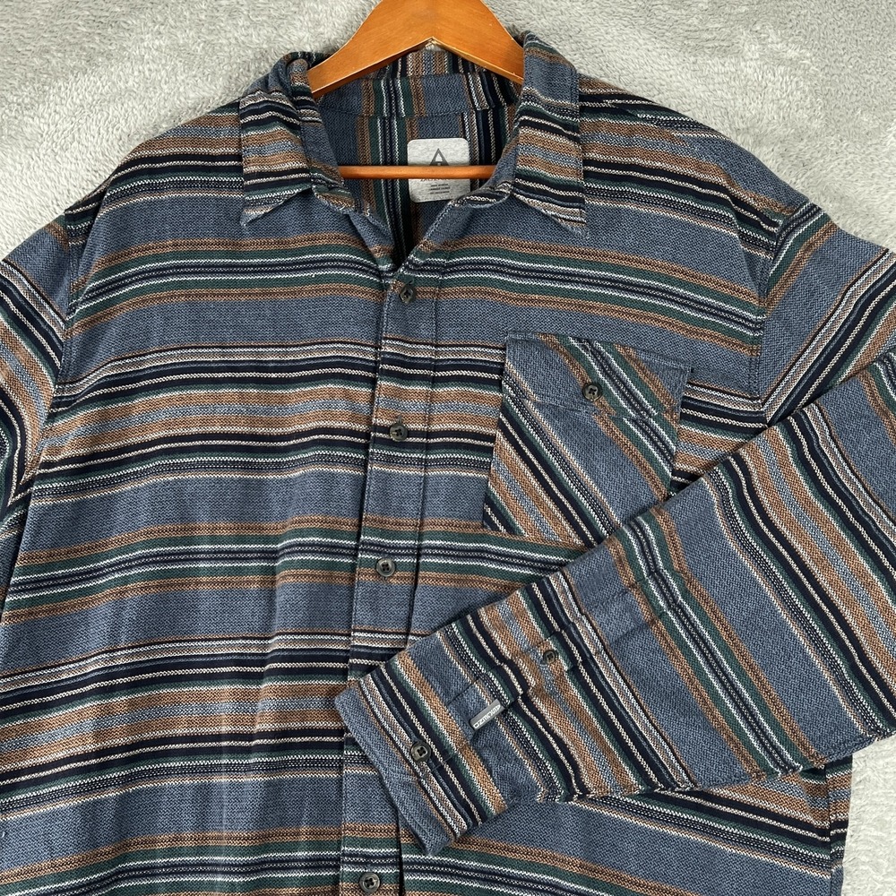 Ascend Shirt Mens 2XL Striped Button Up Long Sleeve Cotton‎ Blend